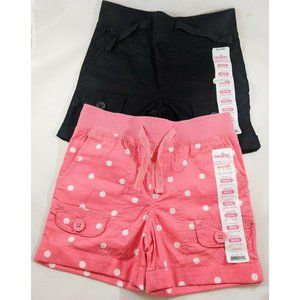 Curfew Girl Medium Girl's Shorts Size 4-6x Lot Of 2 Pink Polkadot/Black